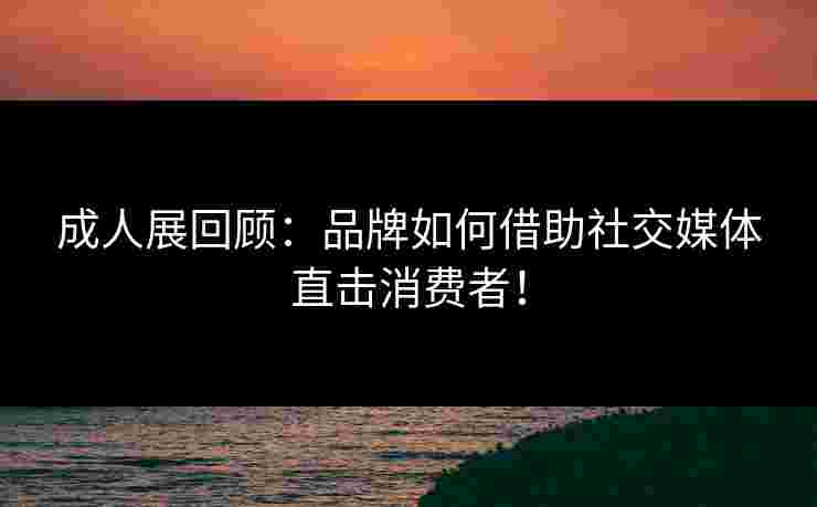 成人展回顾：品牌如何借助社交媒体直击消费者！